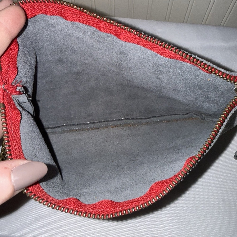 Rue De Bretagne Paris Gray Silver Metallic Leather Crossbody Bag Purse - Picture 9 of 12